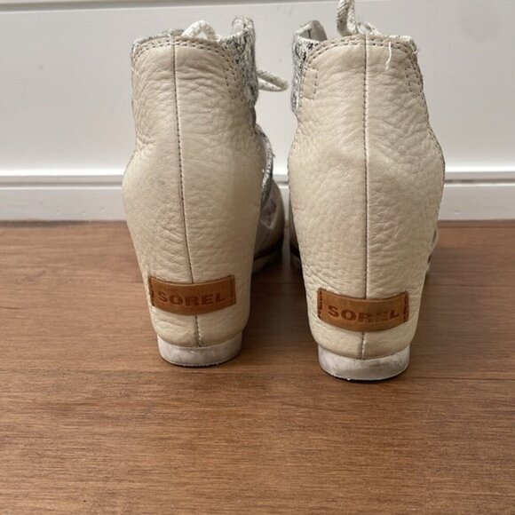 Sorel Joanie Lace snake print leather Wedge platform Sandals open toe shoes Sz 8 - Picture 7 of 13